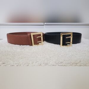 Elegant Brown and Black Belt Set with Gold Buckles